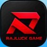 Rajluck Game app interface showing login screen, APK download option, bonus offers, and mobile gaming dashboard.